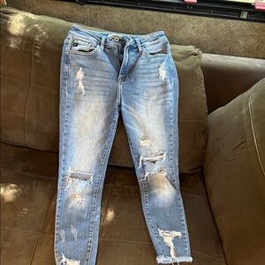 Distressed Blue Jeans. Read my love notes